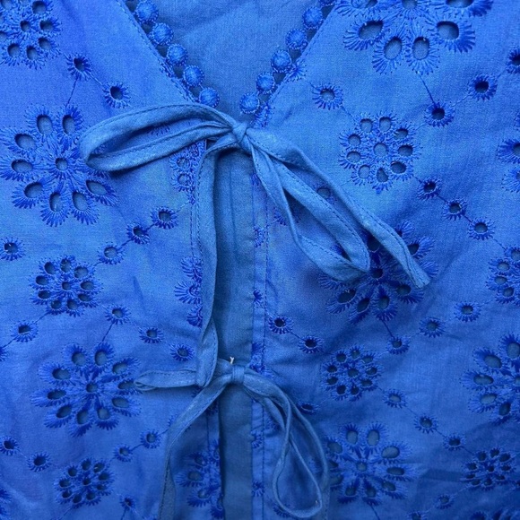 Boho ✨Royal Blue Lace Eyelet Bow Tie Vest Tank Top 2XL 💙 🎀 - Picture 5 of 8